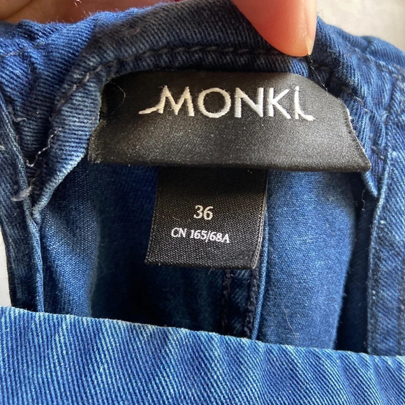 Monki denim jean straight leg crop  overalls Sz 36/ S - Picture 6 of 11